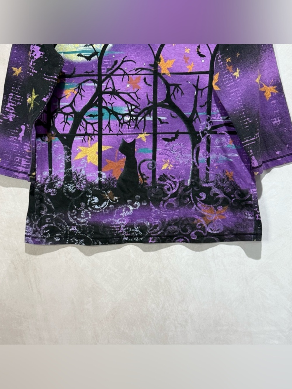 i.b. Diffusion Halloween Gothic Cat Top Purple M - Picture 3 of 8